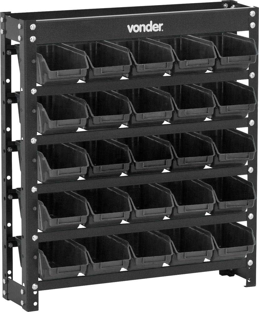 Estante Metálica com Gavetas, Modelo Prático 25/3, Cor Preta, Vonder VDO1918 1 Estante Metalica com Gavetas Modelo Pratico 253 Cor Preta Vonder