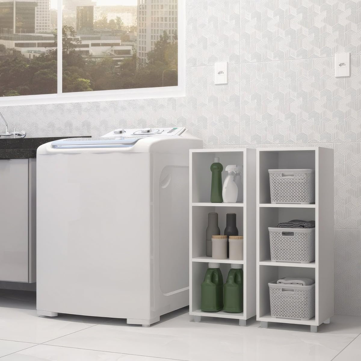 Estante Modular 3 Nichos Austin Branco 1 Estante Modular 3 Nichos Austin Branco