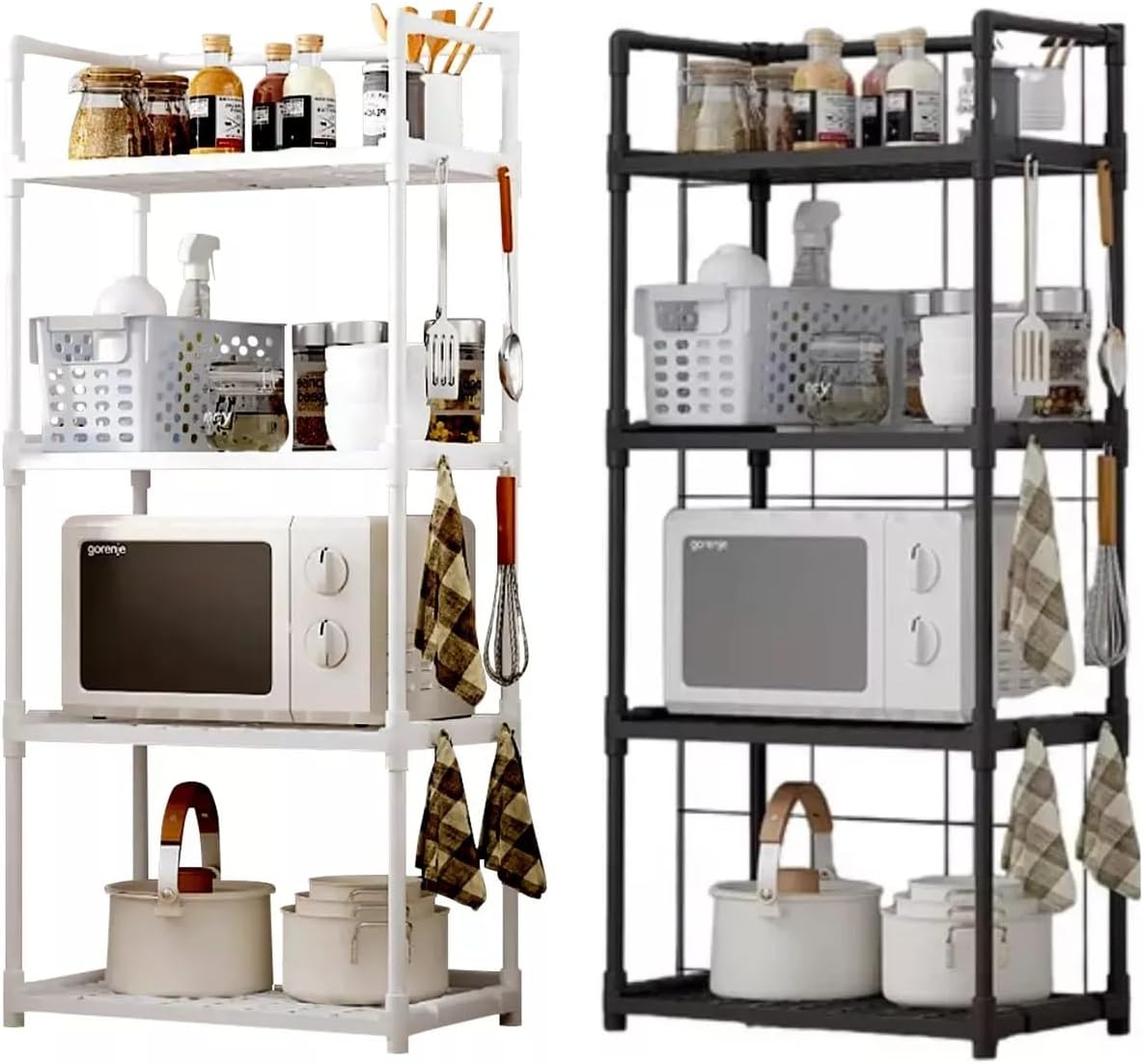 Estante Modular Plástica Multiuso 4 Níveis Organizador de Espaço para Cozinha Lavanderia Banheiro (Preto) 1 Estante Modular Plastica Multiuso 4 Niveis Organizador de Espaco para