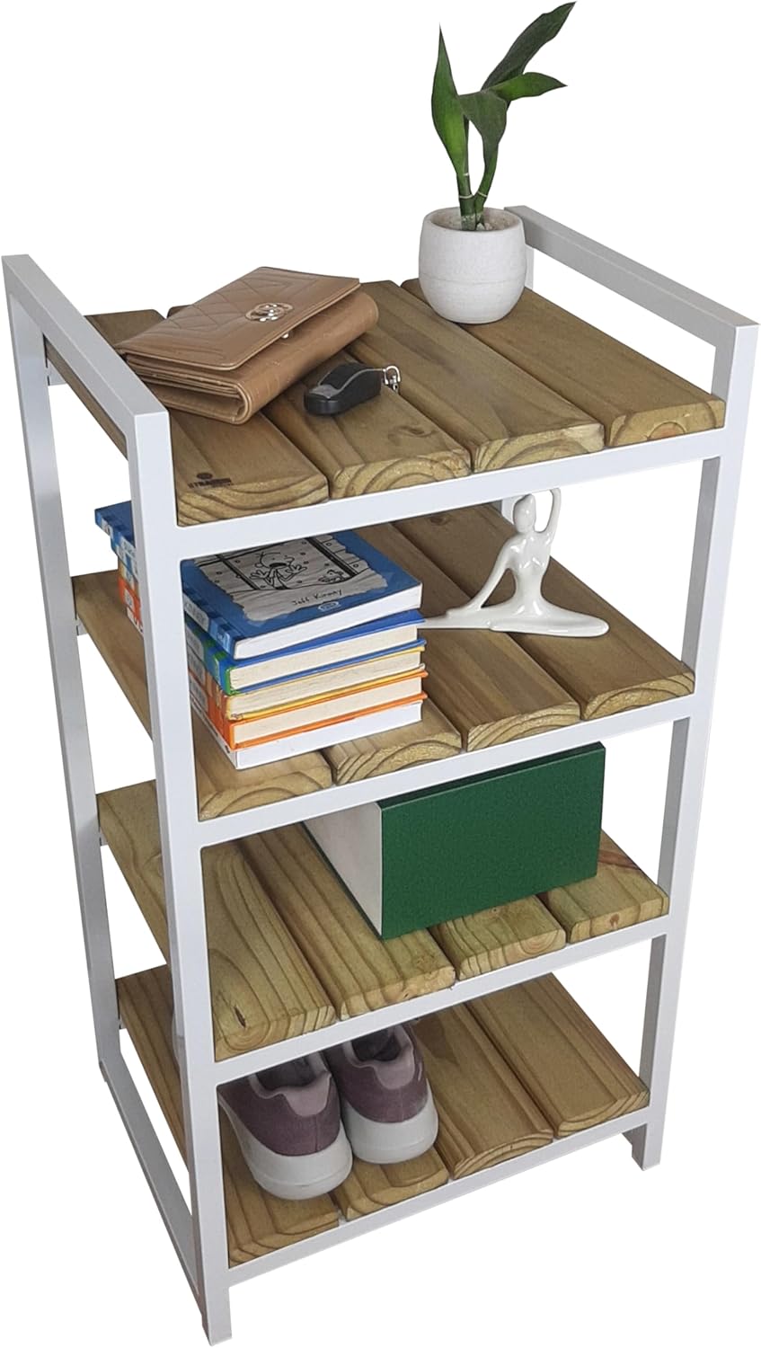 Estante Strassis Design SD-5099 Metal e Madeira Cor: Branca 1 Estante Strassis Design SD 5099 Metal e Madeira Cor Branca