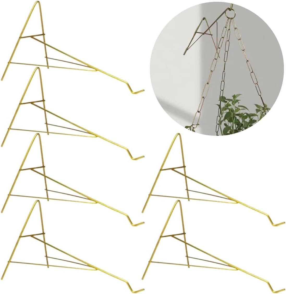 Kit 10 Suporte de Vaso Mão Francesa Arabesco Para Pendurar Planta Na Parede De Metal Dourado Tipo A de Luxo Resistente 1 Kit 10 Suporte de Vaso Mao Francesa Arabesco Para Pendurar
