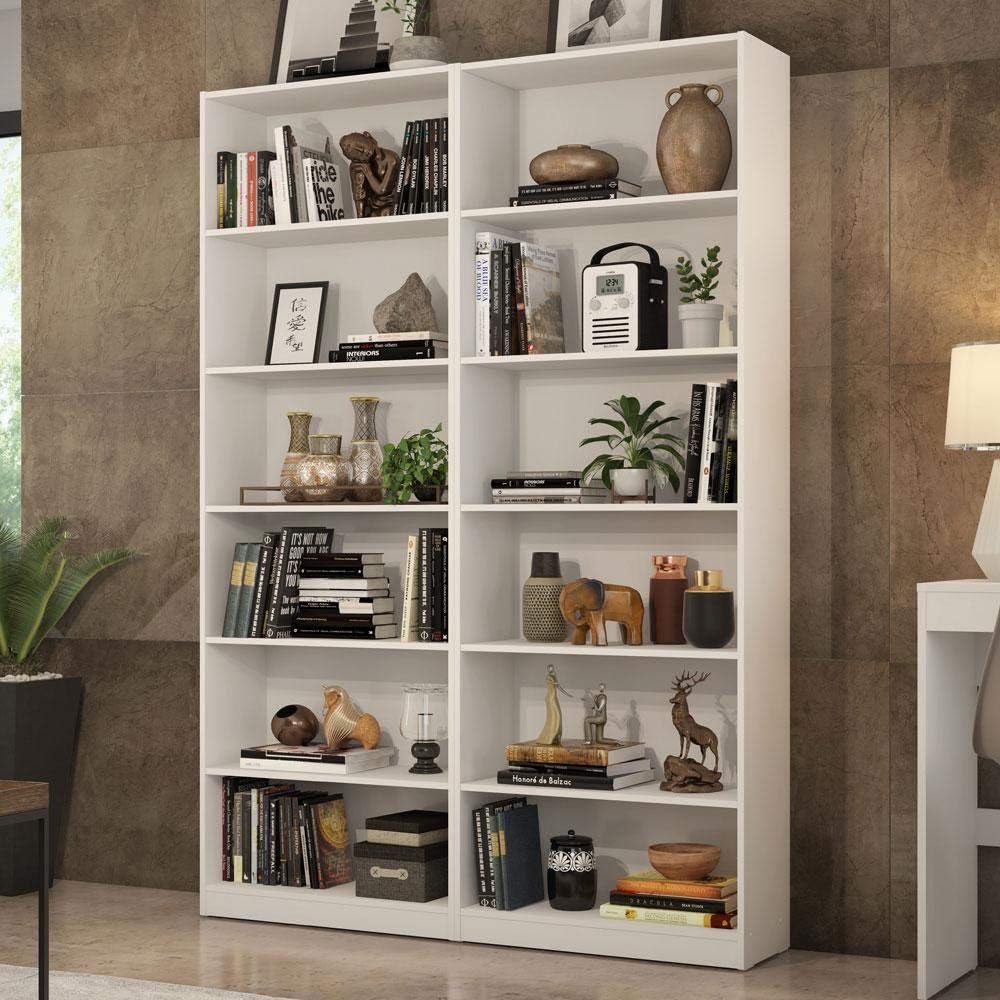 Kit Madesa com 2 Estantes Livreiro 6908 - Branco 1 Kit Madesa com 2 Estantes Livreiro 6908 Branco