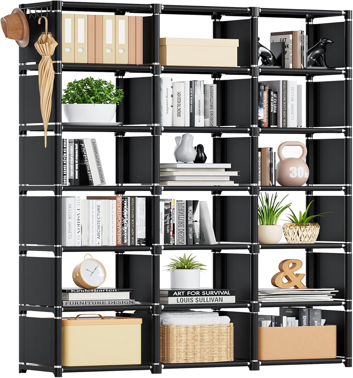 Mavivegue Estante Extra Grande de 18 Cubos para Quarto, Sala de Estar, Escritório Doméstico - Preta 1 Mavivegue Estante Extra Grande de 18 Cubos para Quarto Sala
