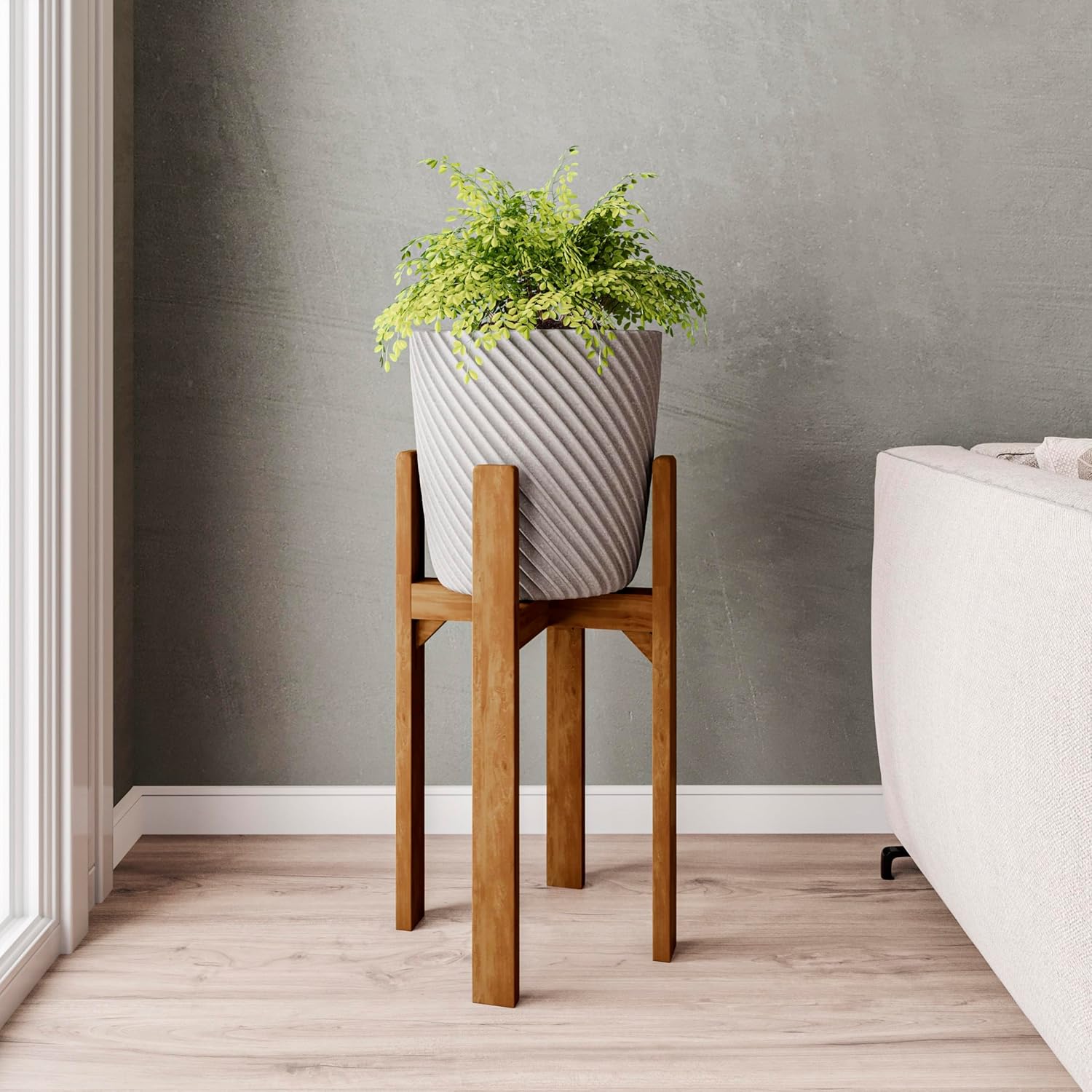 Porta Vaso em Madeira modelo Tripé 55cm 1 Porta Vaso em Madeira modelo Tripe 55cm
