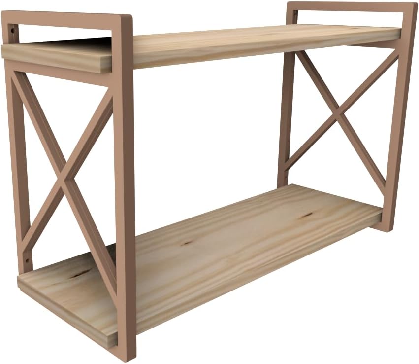Prateleira Flutuante Estilo Industrial 20x60cm Kit Completo (MARROM) 1 Prateleira Flutuante Estilo Industrial 20x60cm Kit Completo MARROM