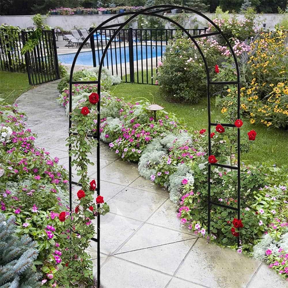 Siuchuen Treliça de Arco de Jardim para Plantas Trepadeiras, Suporte de Cenário de Flores de Arco de Casamento de Metal, Decoração de Balão Arbor de Arco de Jardim para Casamento, Festa de Jardim, Flo 1 Siuchuen Trelica de Arco de Jardim para Plantas Trepadeiras Suporte