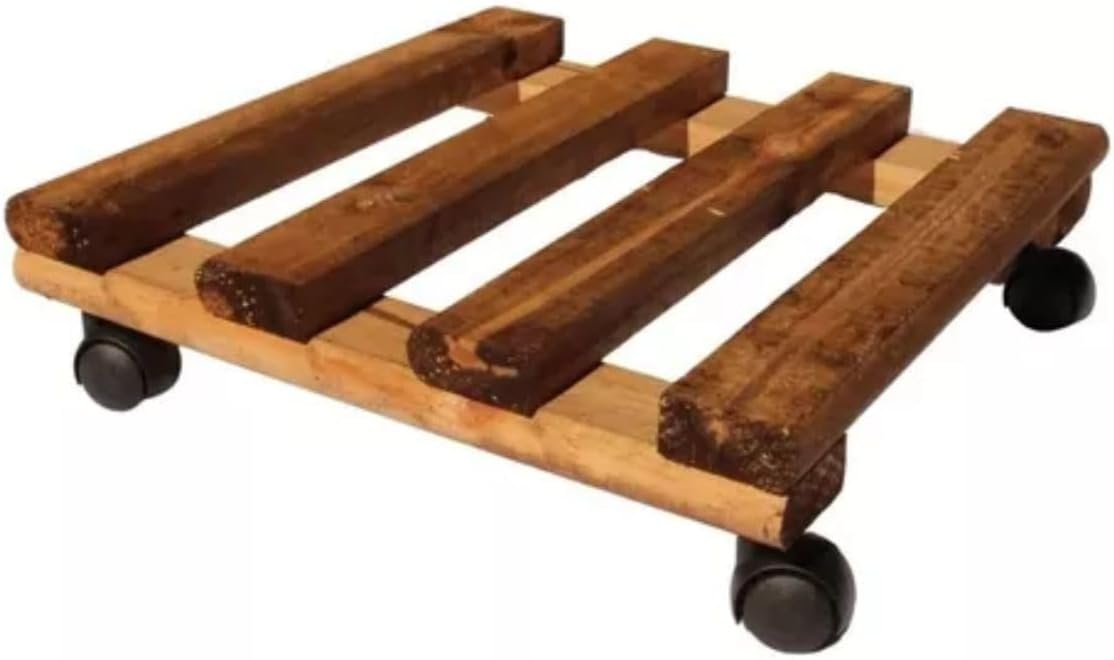 Suporte Para Vasos Em Madeira Com Rodinhas 1 Suporte Para Vasos Em Madeira Com Rodinhas
