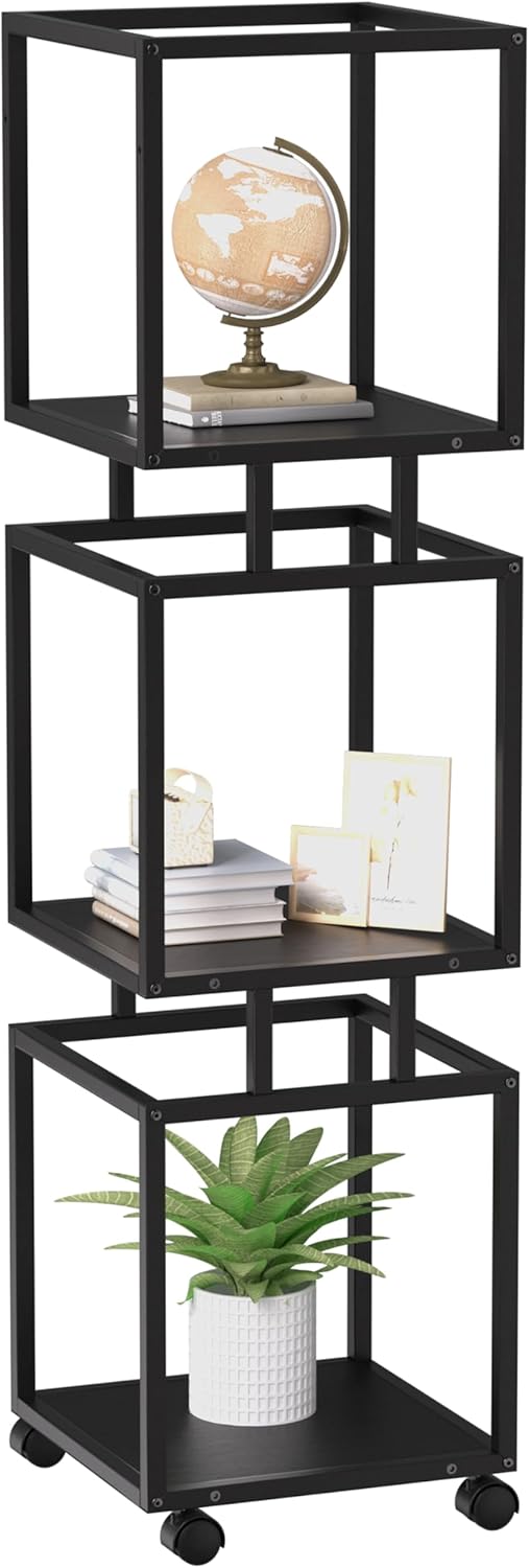 Unionly Estante de livros de 3 camadas, estante estreita com moldura de aço, suporte de prateleira de canto, prateleira de canto, prateleira de armazenamento, suporte de plantas, prateleira de livros 1 Unionly Estante de livros de 3 camadas estante estreita com