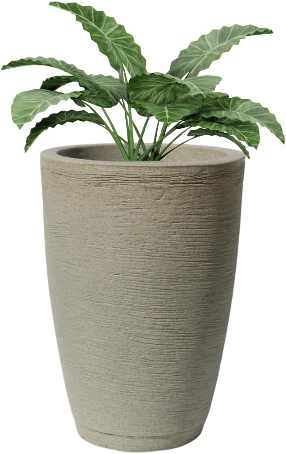 Vaso Polietileno Para Plantas Jardim Sala Luxo Cone Bojo 1 Com Prato (Cimento) 1 Vaso Polietileno Para Plantas Jardim Sala Luxo Cone Bojo 1