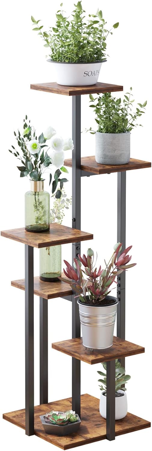 VonDream Suporte interno de 5 camadas, suportes de plantas em camadas para plantas de interior, suporte de flores de canto para sala de estar, prateleira de plantas com design vintage multicamadas 1 VonDream Suporte interno de 5 camadas suportes de plantas em