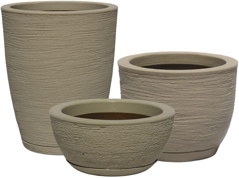 kit 3 Vasos Decorativo de Planta em Polietileno Jardim Casa Sala n1, n2 e n3 (Bege) 1 kit 3 Vasos Decorativo de Planta em Polietileno Jardim Casa