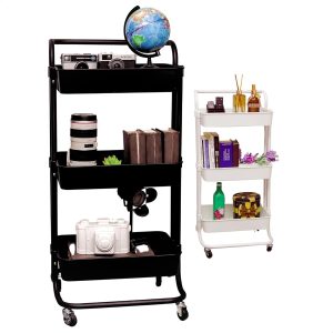 Carrinho Organizador Multiuso 3 Prateleiras Com Rodinhas/Estante/Fruteira (Preto)
