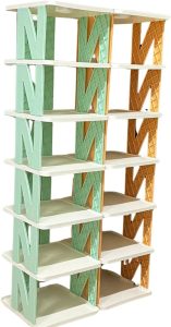 Kit 2 Sapateira Estante Modular Vertical 7 Andares para Organização de Tênis, Sandálias, Chinelos e Sapatos - Compacta e Funcional