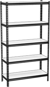 Estante de Aço 5 Prateleiras Reforçada Para Estoque Lojas Almoxarifado Easytoque (Preta, 30 cm de profundidade)