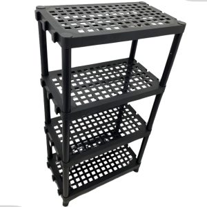 Estante Prateleira Modular 4 Andar Reforçada Organizadora Livros Cozinha Quarto Lavanderia Sapateira Facil Montar Preta