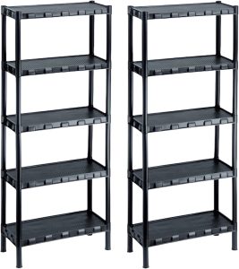 Kit 2 Estante Plástica Organizadora Preta Com 5 prateleiras (Preto)