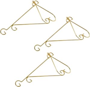 Kit 3 Suporte de Vaso e Planta Dourado Mão Francesa Arabesco Para Pendurar e Planta Na Parede De Metal Artístico de Luxo