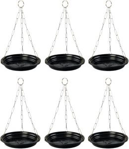6 Kit Suspenso Suporte Para Pendurar Vaso E Planta Grande Na Parede - Prato 23cm + Corrente 64cm