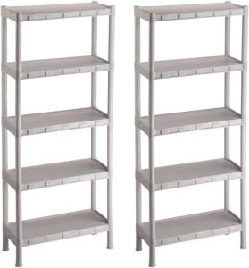 Kit 2 Estante Plástica Organizadora Branca com 5 Prateleiras Cor:Branco