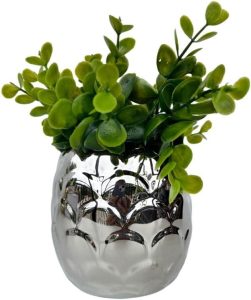 Vaso cachepot enfeite de mesa prata escama de cerâmica decor