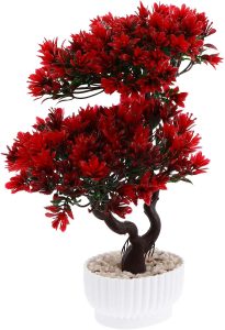 Healeved Bonsai artificial, árvore de bonsai falsa, plantas falsas, planta falsa em vaso, pinheiro japonês, bonsai, árvore artificial para decoração de escritório em casa