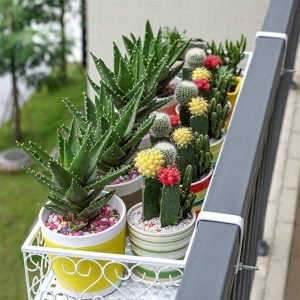 YXQ Prateleira de trilhos para vaso de flores de pátio, suporte de vasos de plantas para decoração de janelas para decoração de varanda, trilhos de cerca de pátio ou varanda, branco
