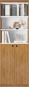 Organizador Livreiro Para Sala Escritório, 05 Prateleiras, 02 Portas, Nature Branco