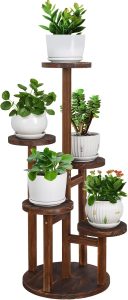 Jotboom Suporte de plantas interno, suporte de plantas de 5 camadas para várias plantas, prateleira de madeira de canto alto para plantas suporte de flores para varanda, escritório, sala de estar,