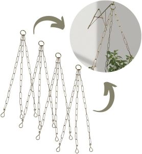 Kit 6 Corrente Tripla Suporte de Vaso Dourado De Metal Kit Suspenso Para Pendurar Planta Nutriplan 44cm