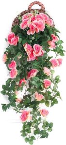 BEMMY Kit 2 Corrente Rosas Artificial Folhagem 110cm 18 Flores, Flores Artificiais Rosas Artificiais，Flores Artificiais para Decoração de Casa Decoração de Proposta de Feriado de Casamento (rosa)