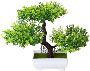 Bonsai Artificial Decorativo Árvore de Enfeite para Casa, Escritório e Ambientes Internos Realista e Elegante, Decoração de Mesa ou Estante Flores Planta Artificial (Verde)
