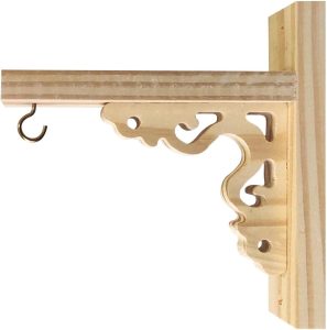 KIAGA, Suporte Mão Francesa Provençal em Madeira de Pinus para Vasos de Plantas Cor:PINUS NATURAL;Tamanho:20X20X4,8 CM