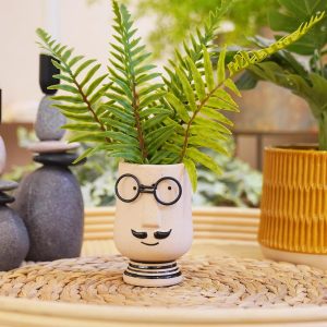 Cynkeyee Vaso de rosto para ambientes internos – vasos de rosto para plantas de interior, vasos para estante de livros de flores, lareira e cornija, decoração de mesa 7,6 x 11,5 cm (sem orifício de