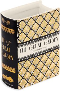 Steel Mill & Co Vaso decorativo em forma de livro, vasos de cerâmica para decoração de casa, linda decoração de estante, vaso exclusivo para amantes de livros (pequeno - ótimo Gatsby)