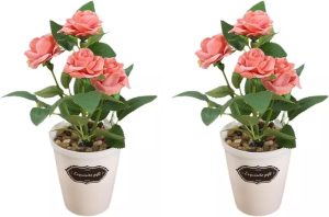 BEMMY Kit 2 Flores Artificiais, Rosas Artificiais, Vasos de plantas artificiais (Rosa) 1 BEMMY Kit 2 Flores Artificiais, Rosas Artificiais, Vasos de plantas artificiais (Rosa)