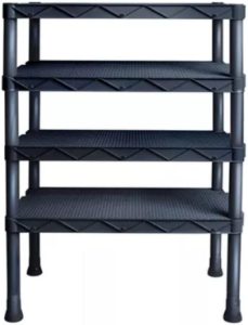 Estante Atena Rattan Lateral 4 Níveis Preta Desmontável 25810PM Arqplast