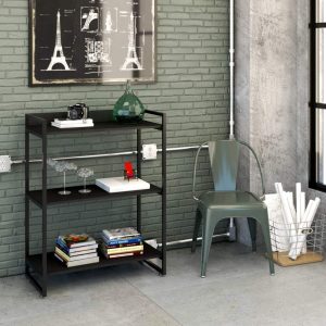Estante Multiuso 3 Prateleiras 104x80cm Estilo Industrial, Compace, Kuadra, Preto Ônix/Est.Preta