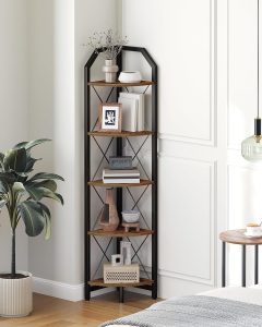 CHOEZON Prateleira de canto de 151 cm, estante de canto industrial de 5 camadas, suporte de armazenamento de canto, prateleira de exibição de plantas, estante de canto para quarto, sala de estar,