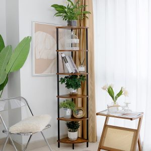 Ymesiyou Suporte de prateleira de canto de 6 camadas, prateleiras de canto de 64 polegadas, unidade de prateleira de canto, suporte de plantas, estante de canto alto para pequenos espaços na sala de
