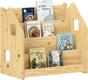 IDIMEX Porta Livros Branco Madeira de Chão 4 Nichos Livreiro Bruno (Natural)