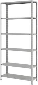 Estante de Aço Multiuso Elite Aço com 6 Prateleiras 198 x 93 x 30 Suporta até 20 kg Por Prateleira - Cinza Crystal