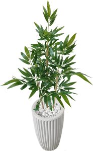 Bambu Planta Artificial com Vaso Decorativo de Polietileno (Coluna Branco)