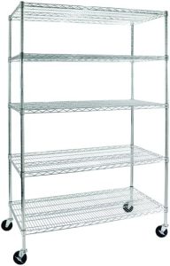 Estante de aço Aramado Cromado 5 prateleiras rack Aramado com rodízio grande |192 altura x 121 largura x 45 profundidade|