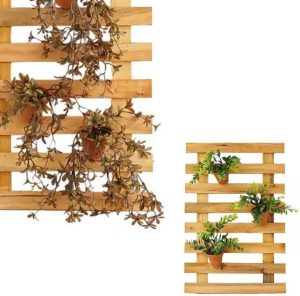 4 Painel Floreira Horta Vertical Treliça de Madeira Suporte de Plantas de Parede (Floreira 1 Unidade)