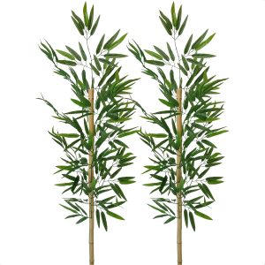 Kit 2 Hastes Bambu Artificial Mosso Grande Decoração Sala