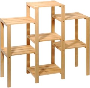 Floreira De ChãO, Envernizado Cor Natural Suporte Para Vasos De Plantas Em Madeira