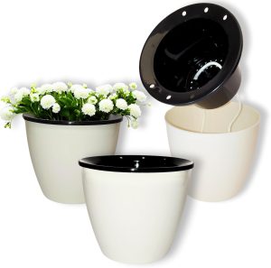 Kit 3 Vasos Autoirrigáveis 9cm Plástico Plantas Pequenas Irrigação Automática Cachepot Mantém Molhado ou Úmido Premium (3)