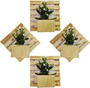 Floreira com cachepot de madeira para jardim vertical para uso em ambiente interno e externo ripado para plantas