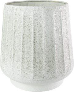 Floreira de areia canelada para casa e jardim em metal branco