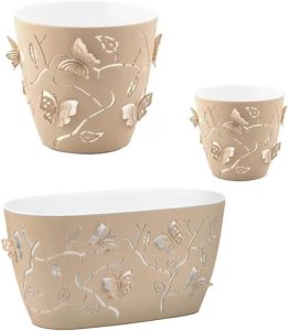 Kit Vasos de Plantas Flores 3 Cachepots Decorativos P M G Floreira de Mesa Plástico Plasvale